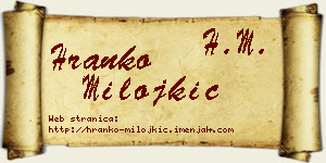 Hranko Milojkić vizit kartica